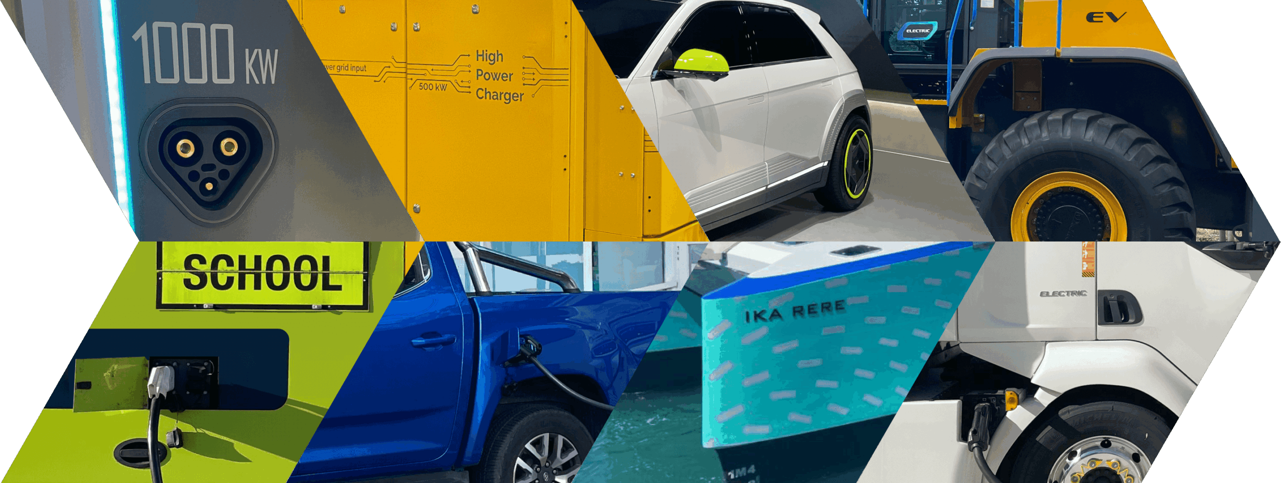 Image showing EV Technology – Chargers, Car, Tractor, Bus, Ute pickup, Ferry and Truck